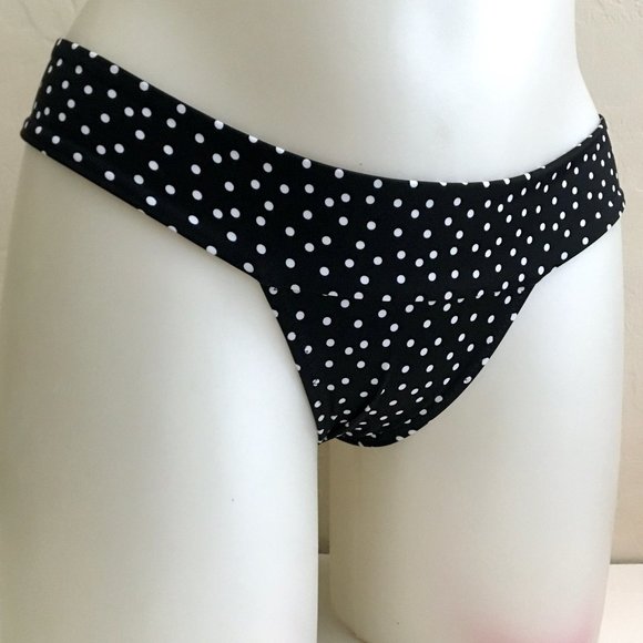 VS Polka Dot Swimsuit Swim Bottom S Brazilian Cheeky Black NWT - Picture 4 of 10